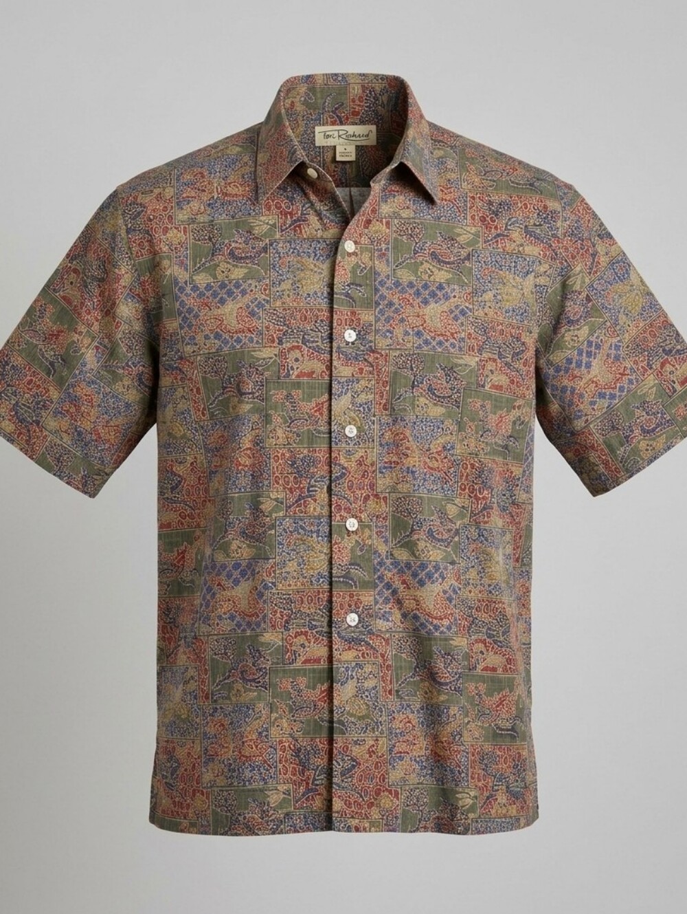 Vintage Tori Richard Muted Mythical Beasts Hawiian Shirt Large Cotton Lawn